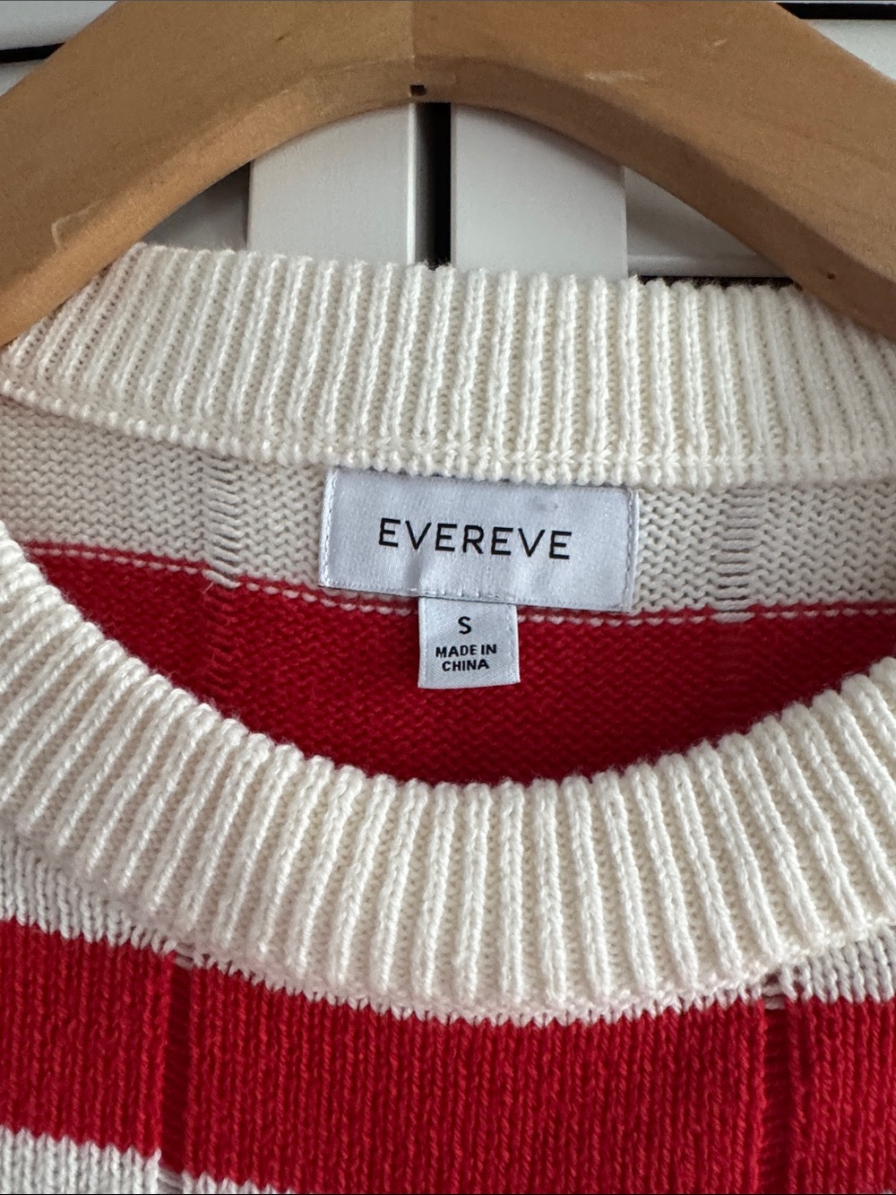 Evereve Red & White Striped Crewneck Sweater - Picture 2 of 5
